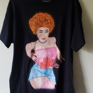 Chic Black Tee with Vibrant Graphic Design